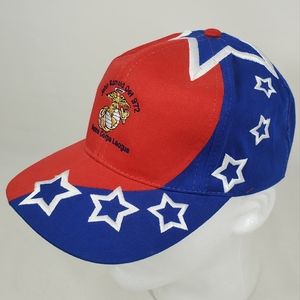 Marine Corps League Hat John Ramold Det 972 Graphic Red White Blue Stars Cap.